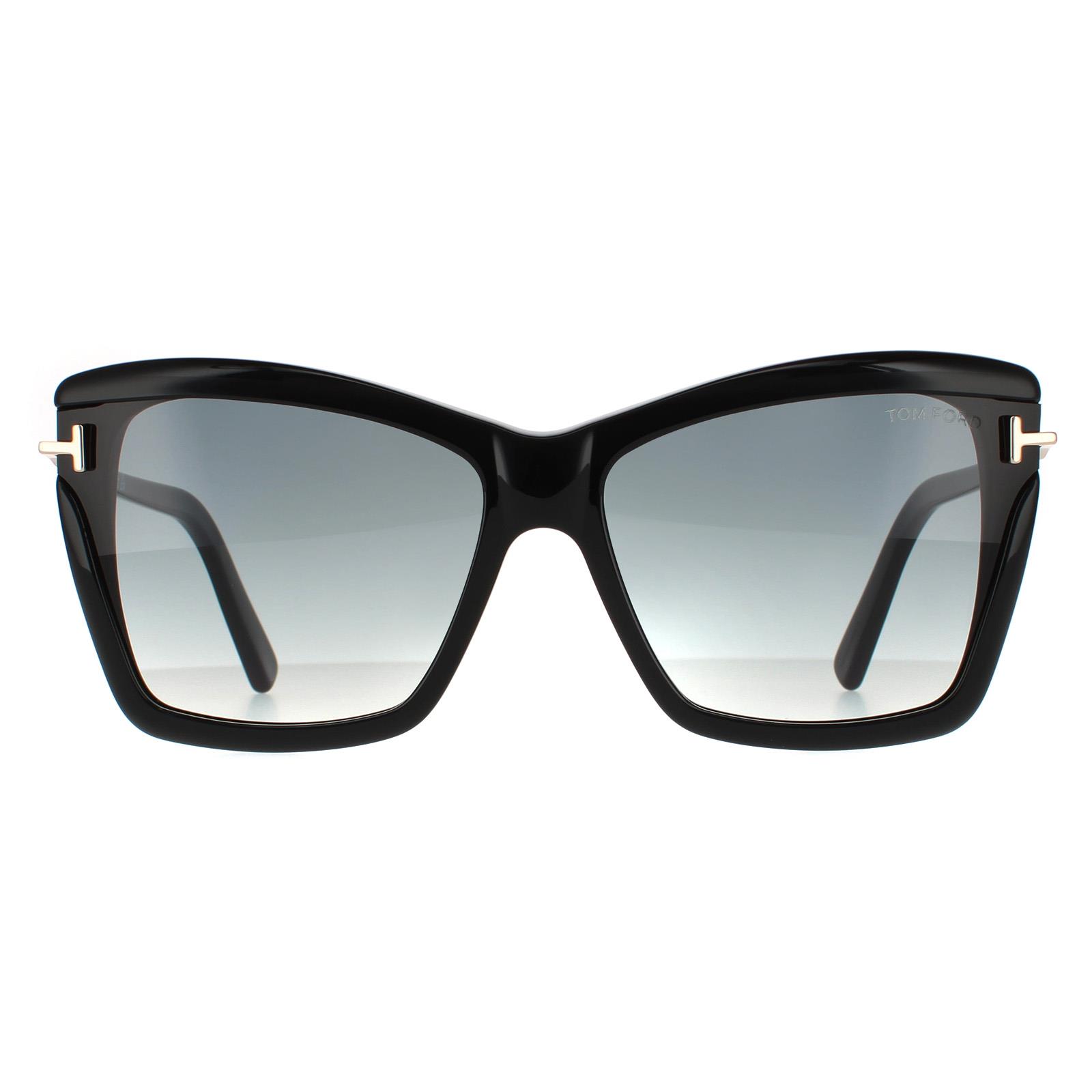 Tom Ford Butterfly Womens Shiny Black Smoke Gradient Image