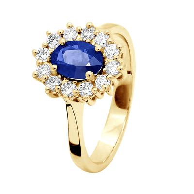 DIADEMA - Ring - Saphir umgeben von Diamanten - Gelbgold Image