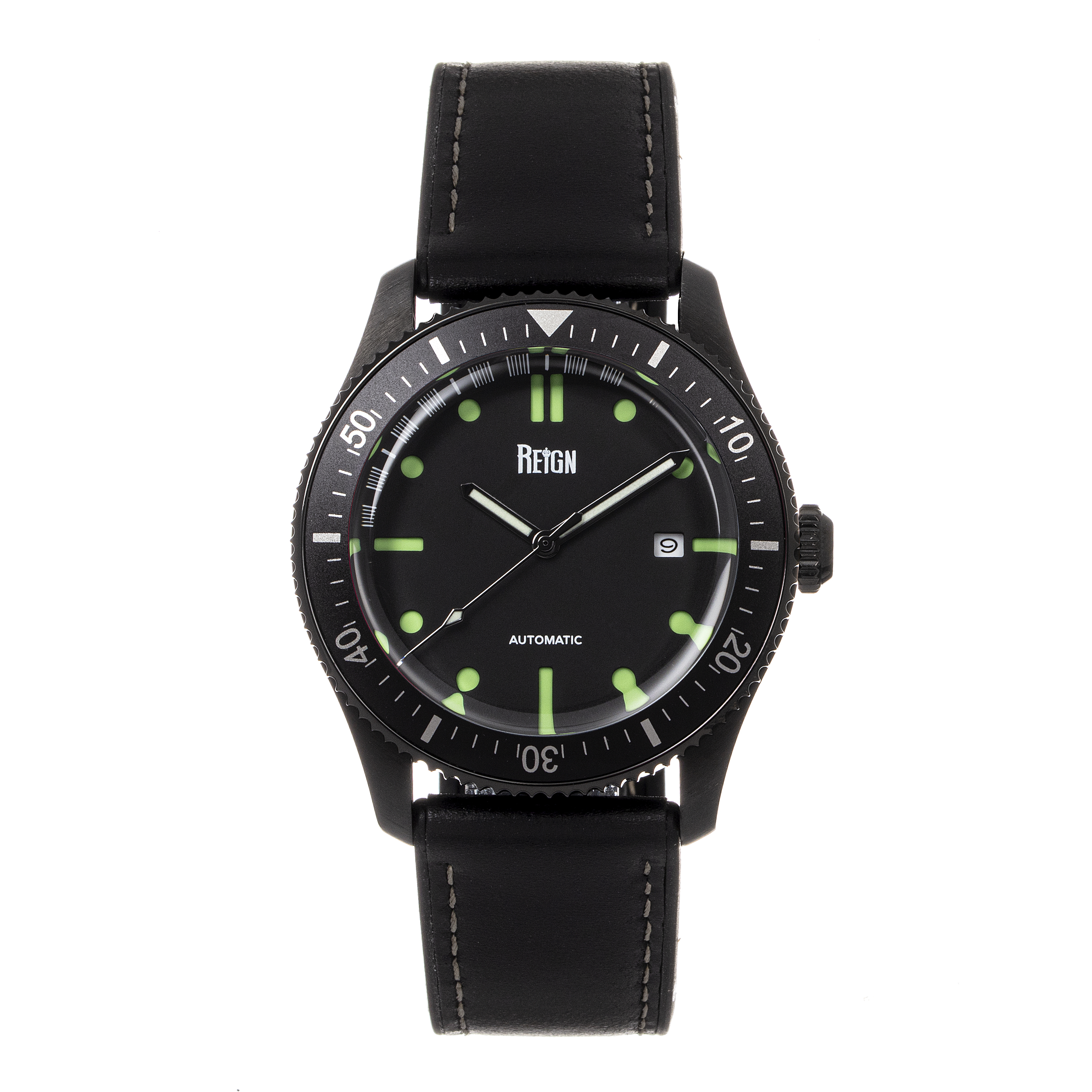Reign Elijah Automatikuhr mit Kautschuk-Intarsien-Lederarmband und Datum Image