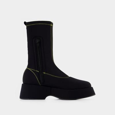 Retro-Flatform-Stiefeletten - Ganni - Synthetik - Schwarz