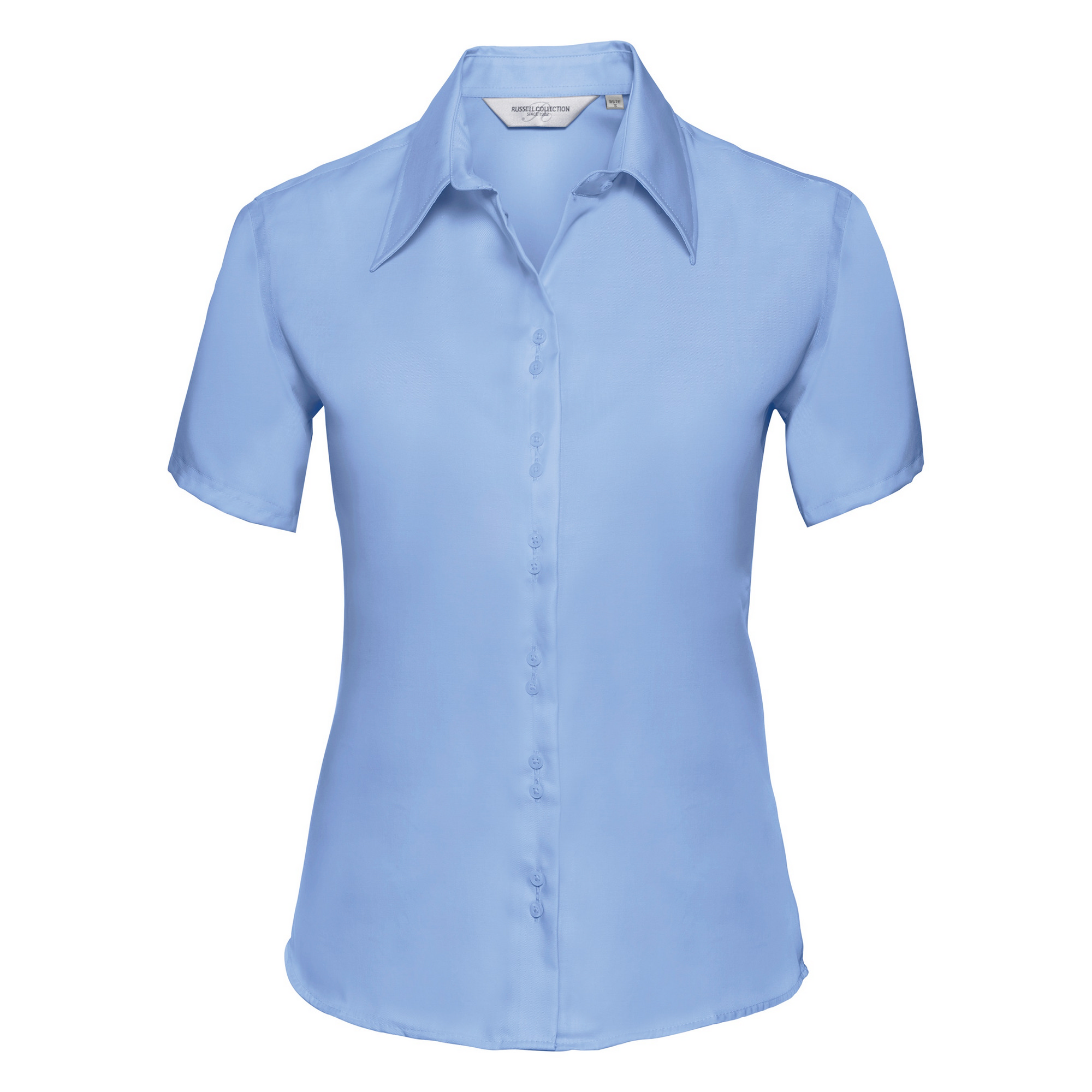 Russell Collection - Bügelfreie kurzärmelige Bluse - Damen (Hellblau)