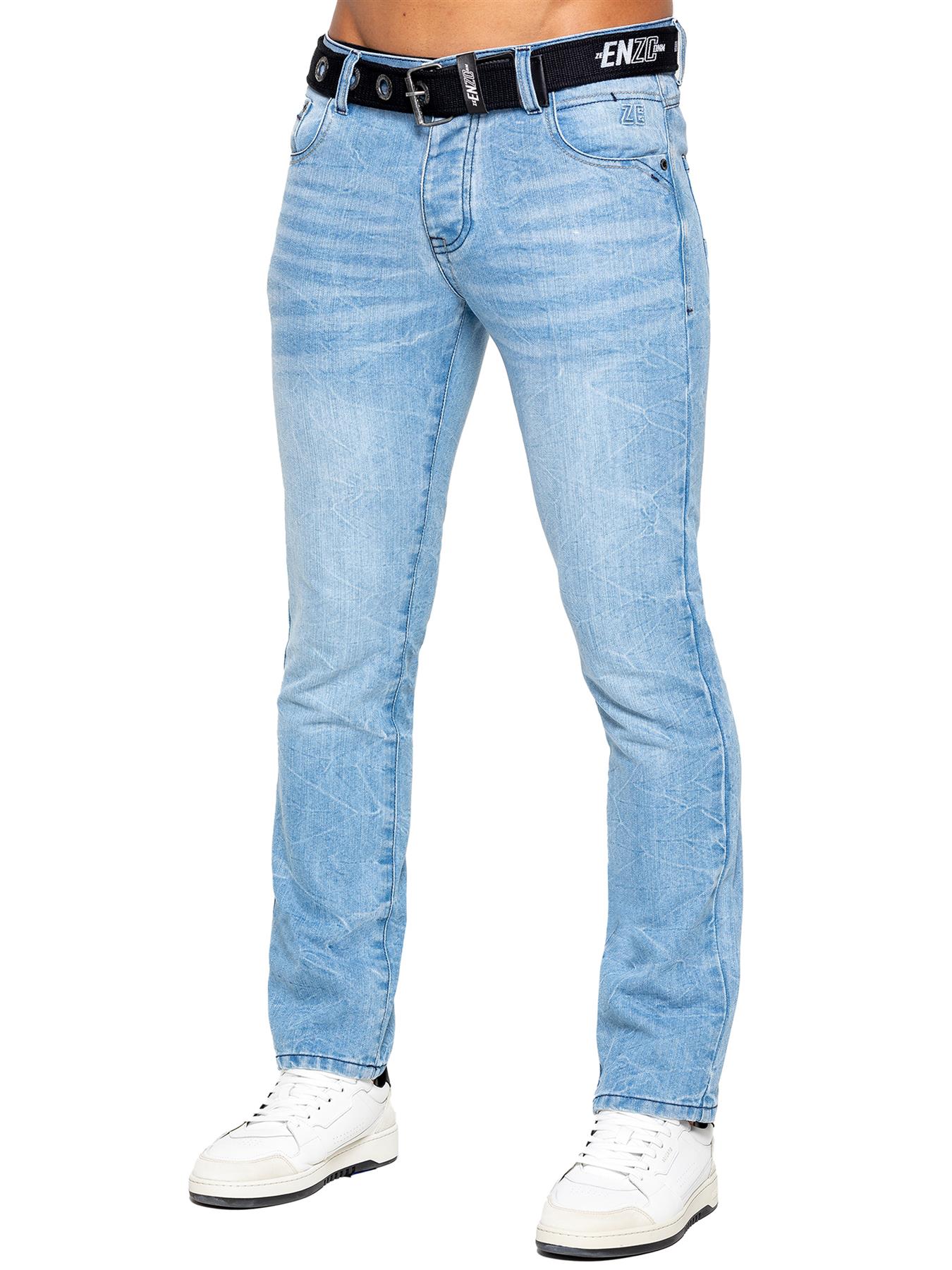 Enzo Herren Denim Straight Fit Jeans - Hellblau Image