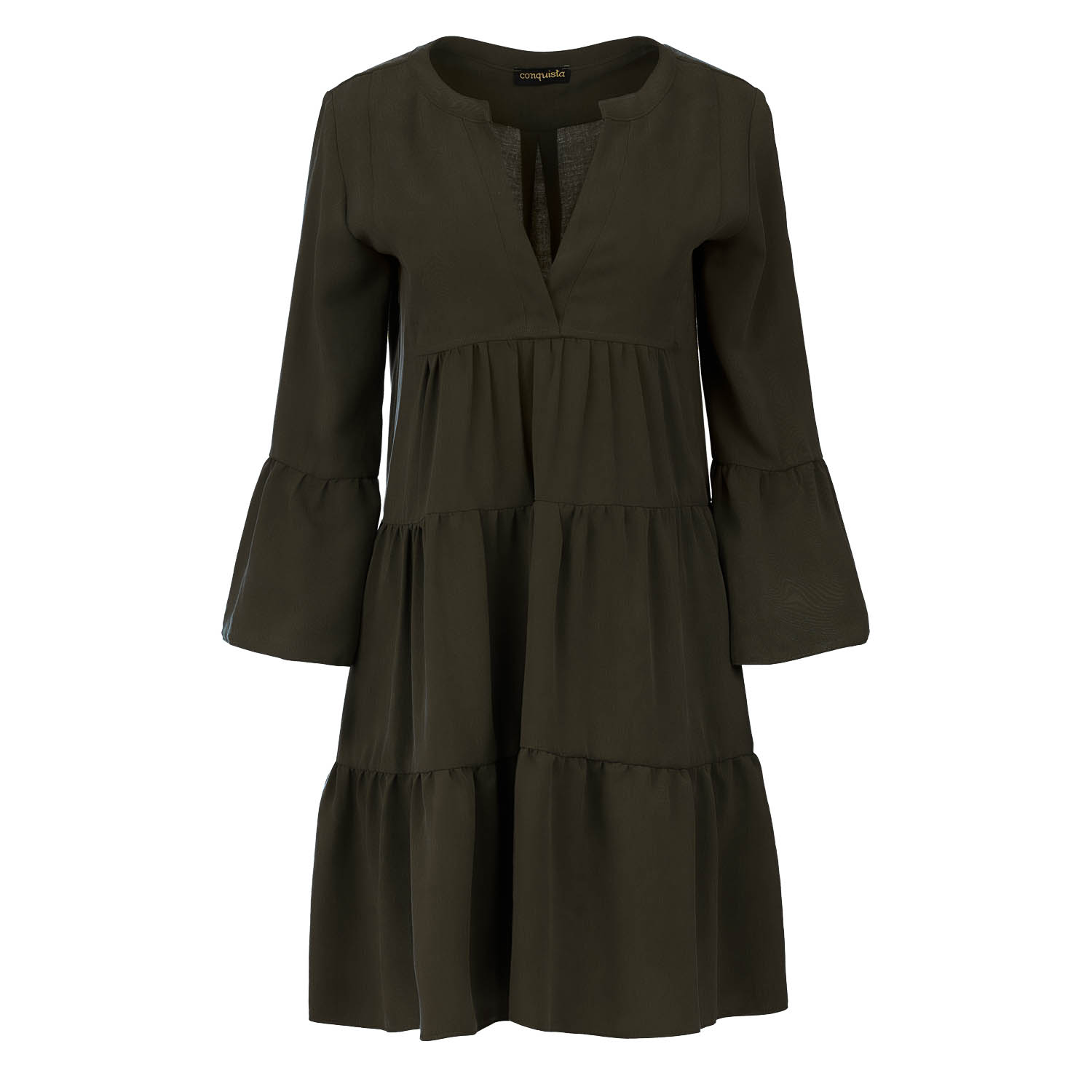 Tencel-Kleid mit gerafften Nähten Khaki Image