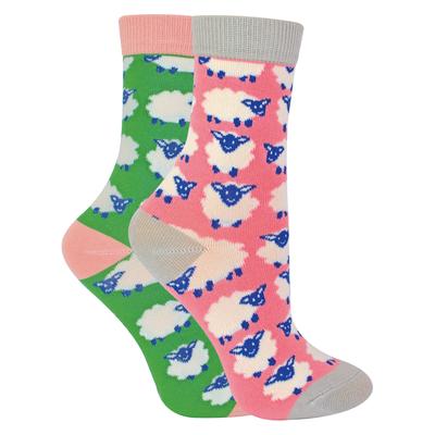 Miss Sparrow - 2er-Pack Mädchen Bambus Tier gemusterte Socken - Schaf Image