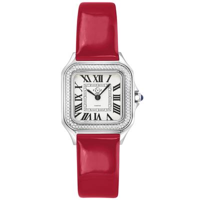 GV2 Milan Damen Schweizer Quarz Silber Zifferblatt Bright Red Leder Uhr