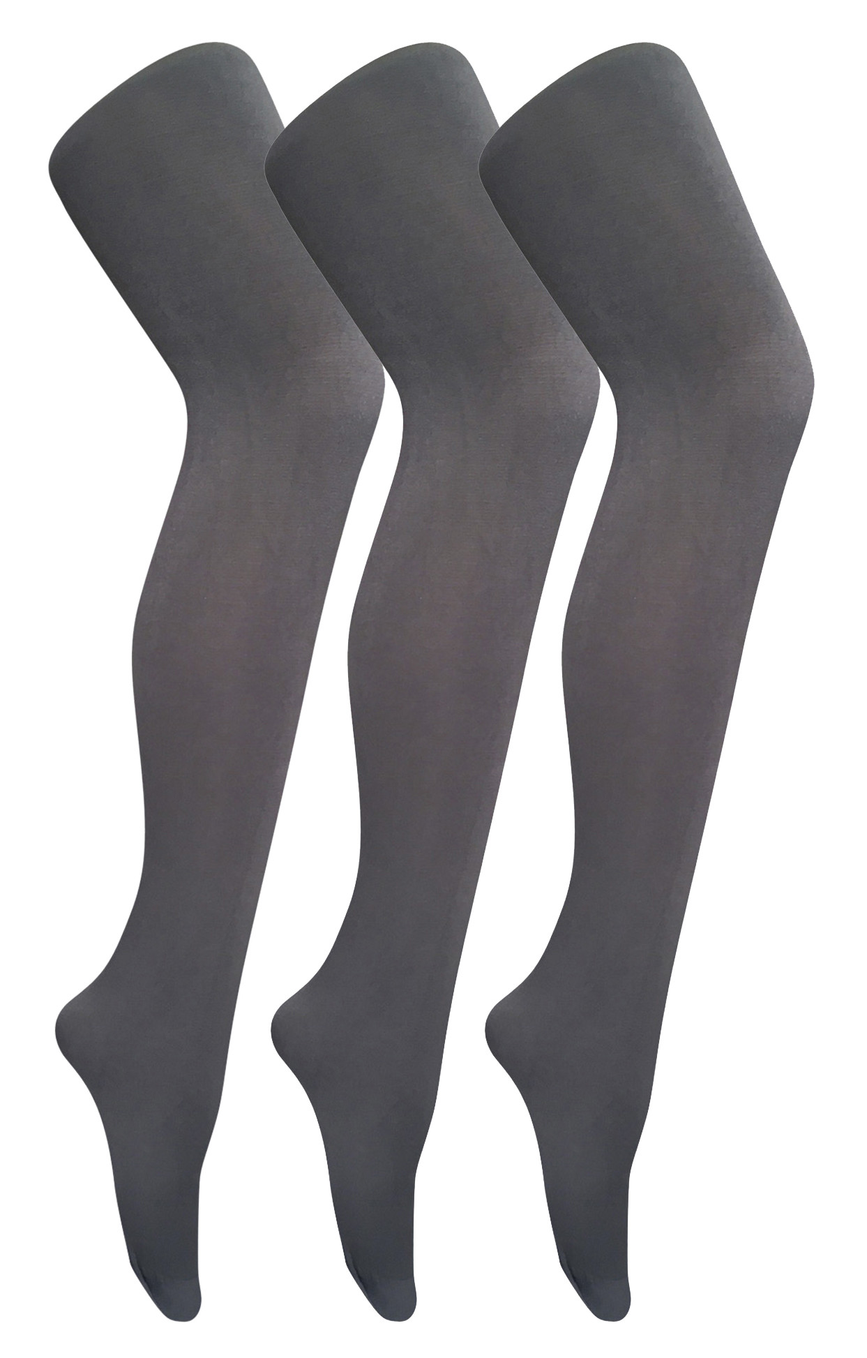 3 Paar Multipack Damen farbige undurchsichtige 80 Denier Strumpfhosen | Socken Snob | Einfarbige Block Farbe Strumpfhosen - Charcoal Image