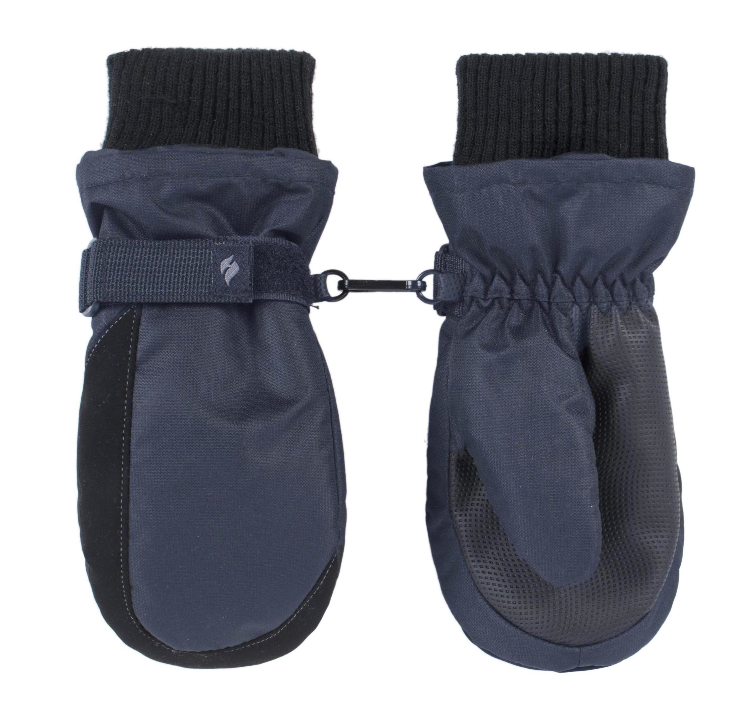 Wärmehalter - Kinder Thermofleece gefütterte Fäustlinge | Jungen & Mädchen als warme Skihandschuhe für den Winter - Blau Image