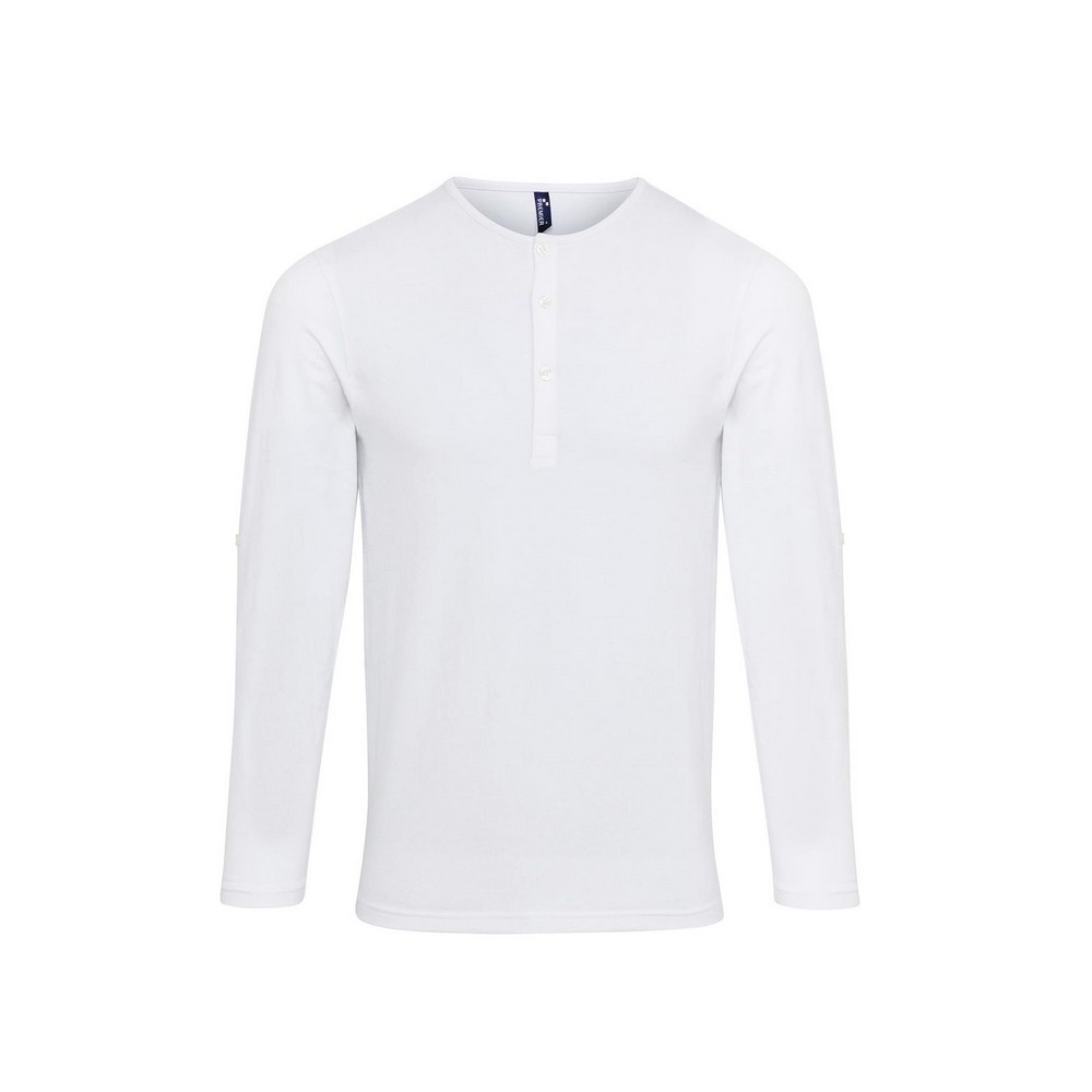 Premier Mens Long John Roll Sleeve T-Shirt (Weiß) Image