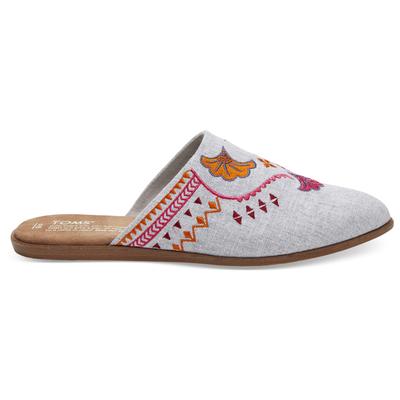 Toms Chambray Jutti Mule Grey Womens Flip-Flops