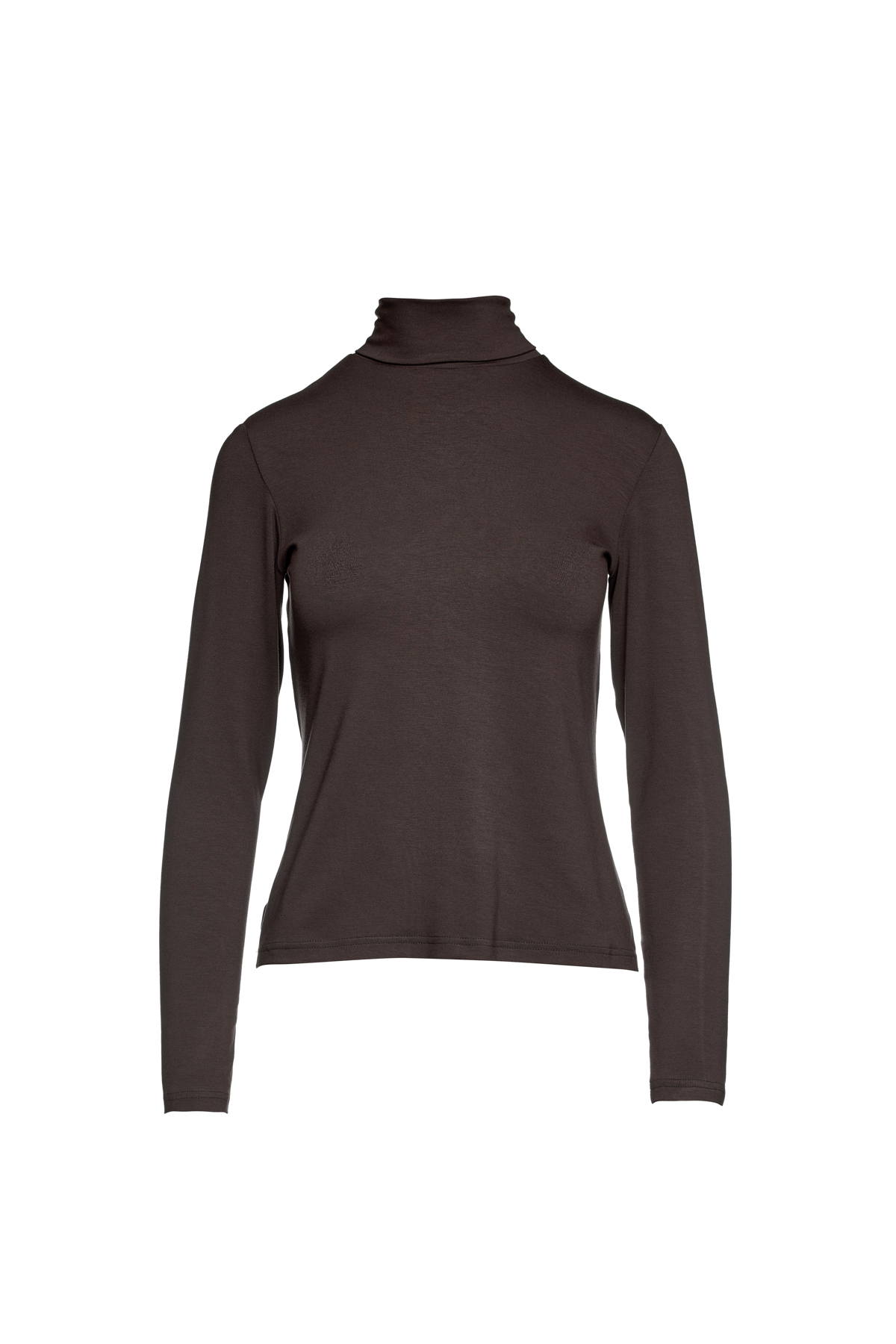 Brauner langärmeliger Pullover mit Polokragen Image