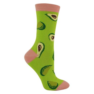 Frauen Neuheit lustige Frucht Socken | Miss Sparrow | Funky Wassermelone Avocado Zitronen Design Bambus Socken - Avocado (Grün) Image