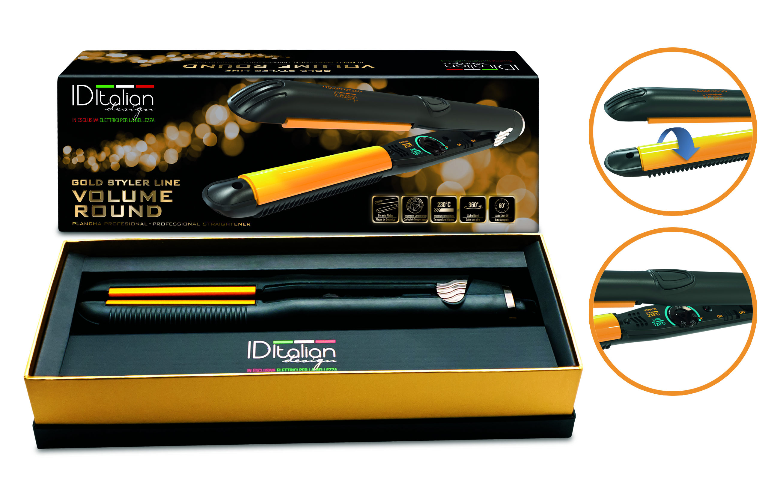 Professionelles Glätteisen Gold Styler Volume Round - für glattes und lockiges Haar Image