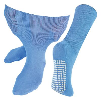 Extra breite Ödemsocken mit rutschfesten Griffen | Dr.Socks | Herren & Damen | Bambus Pantoffelsocken mit Grippern für geschwollene Beine Knöchel & Füße - Blau Image