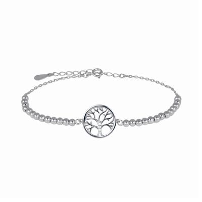 Luxenter-Armband, 925er Sterlingsilber und rhodinierter glänzender Zirkonia, Baum des Lebens