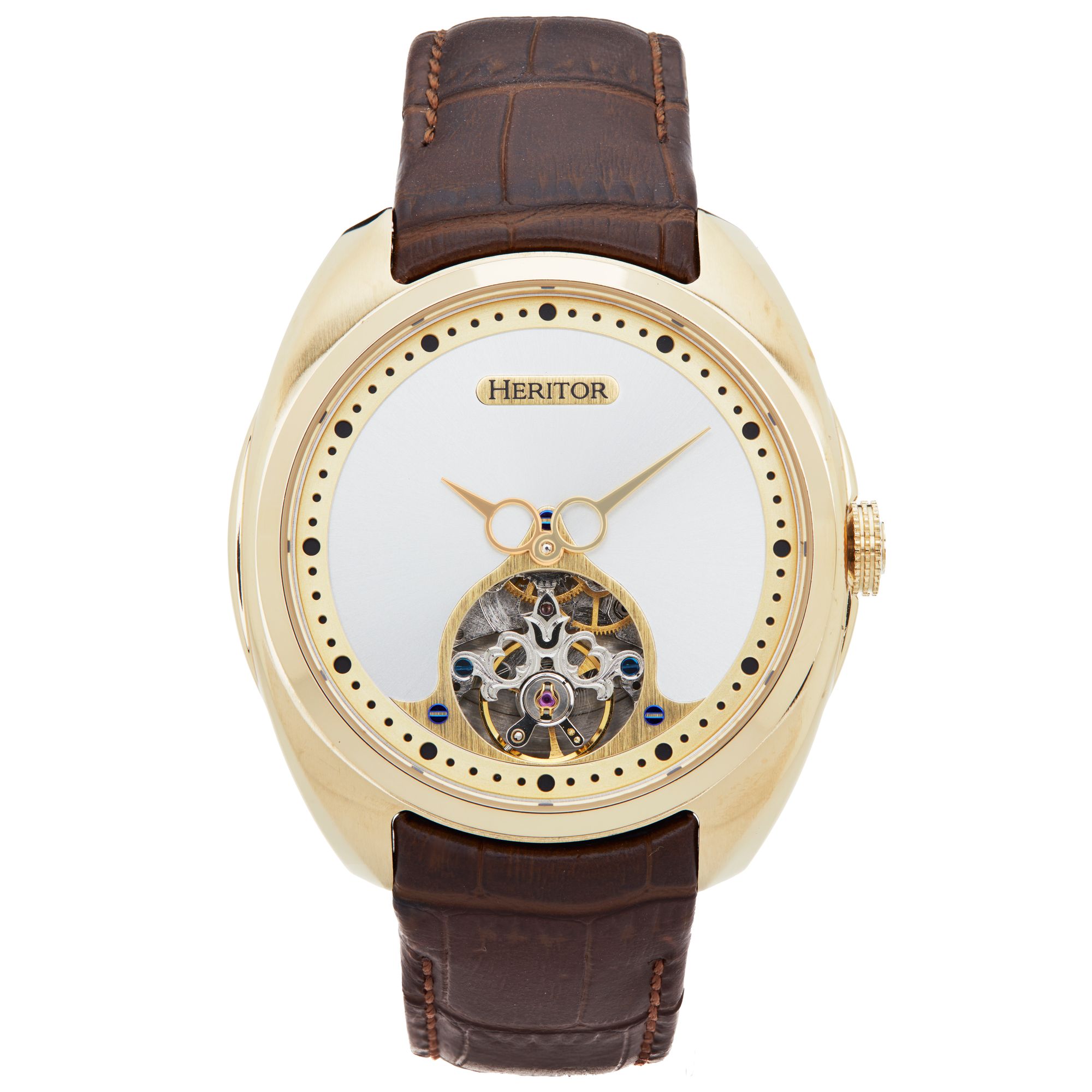 Heritor Automatikuhr mit römischem Halbskelett und Lederarmband Image