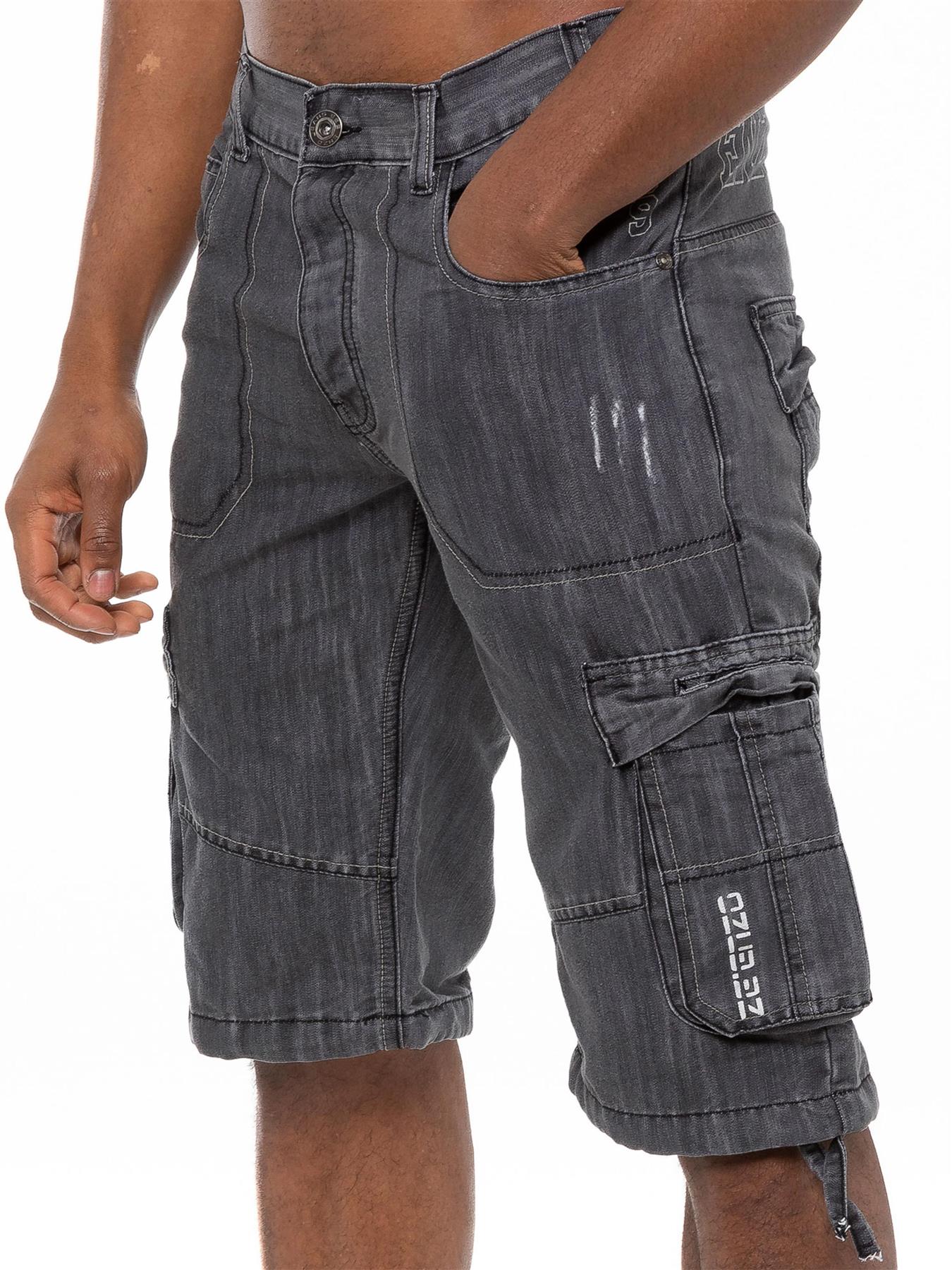 Enzo Herren Cargo Combat Denim Shorts Image