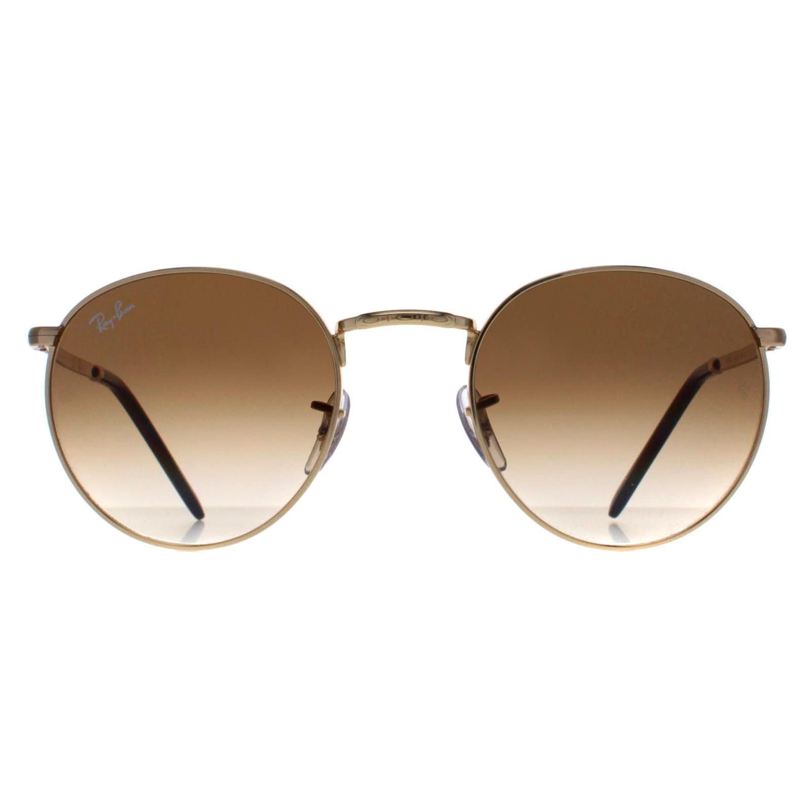 Ray-Ban Rund Unisex Gold Braun Farbverlauf RB3637 Neu Rund Image