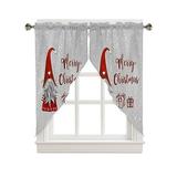 Swag Curtain christmas Cute Gnome Xmas Gift Kitchen Valances Rod Pocket Curtains Tier Pair Swag Topper winter Snow Retro Linen 2 Panels Window Treatment For Bathroom Living Room Bedroom