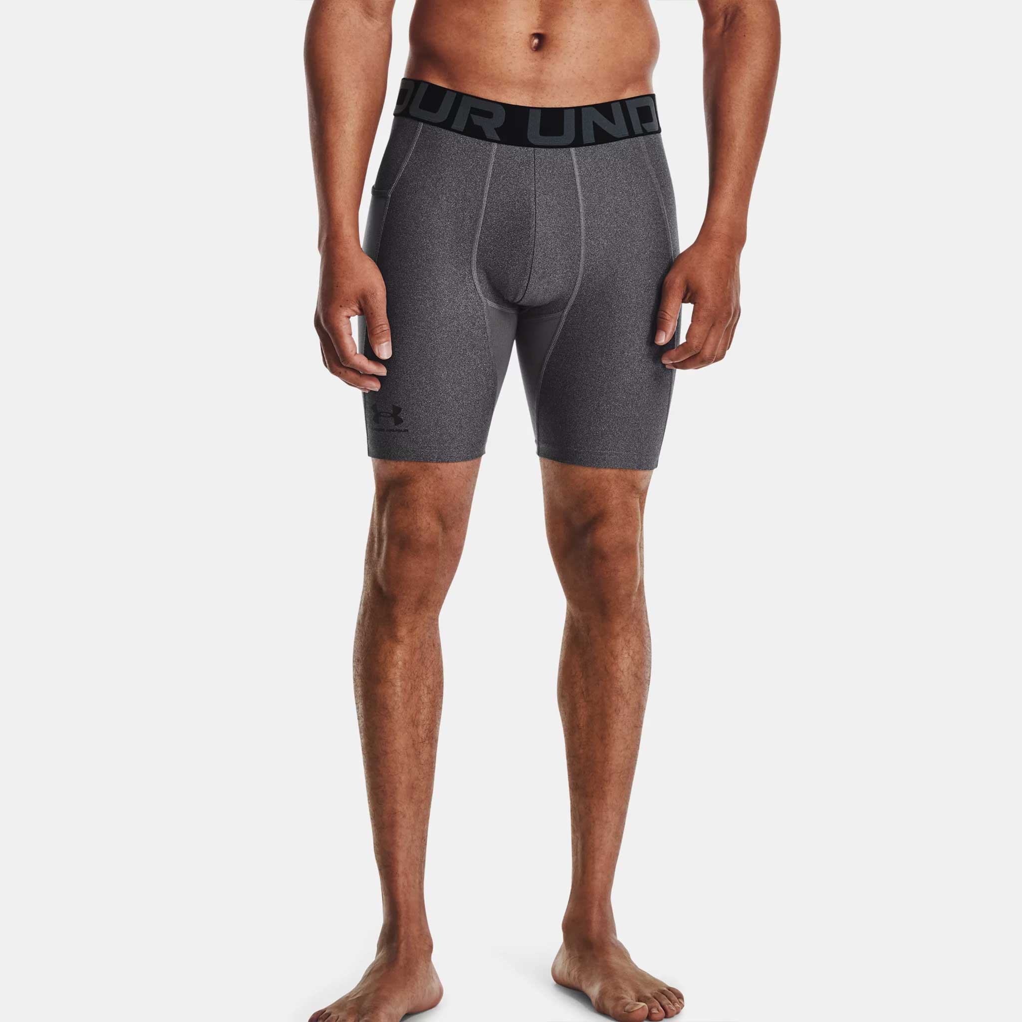 Under Armour HeatGear Compression Shorts Men's Running Apparel Carbon Heather/Black - Under Armour