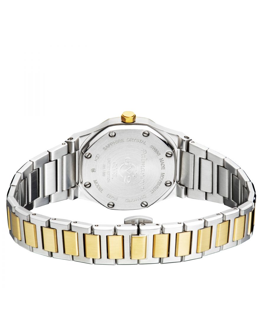 Gv2 Palmanova 12705 Womens Swiss Quartz Blue Dial Two Tone Diamond Watch - Silver & Gold Stainless Steel - One Size