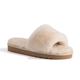 Aus Wooli Australia Womens Sheepskin Fluff Slide Slippers Cream - Tan Leather - Size UK 3 | Aus Wooli Sale | Discount Designer Brands