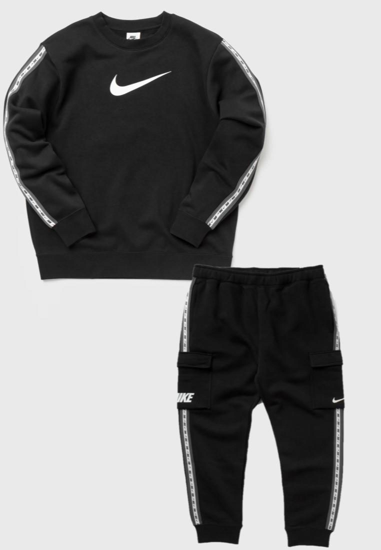 Nike Mens Fleece Sportswear Crew Neck Tracksuit in Black Cotton - Size Large | Nike Sale | Discount Designer Brands