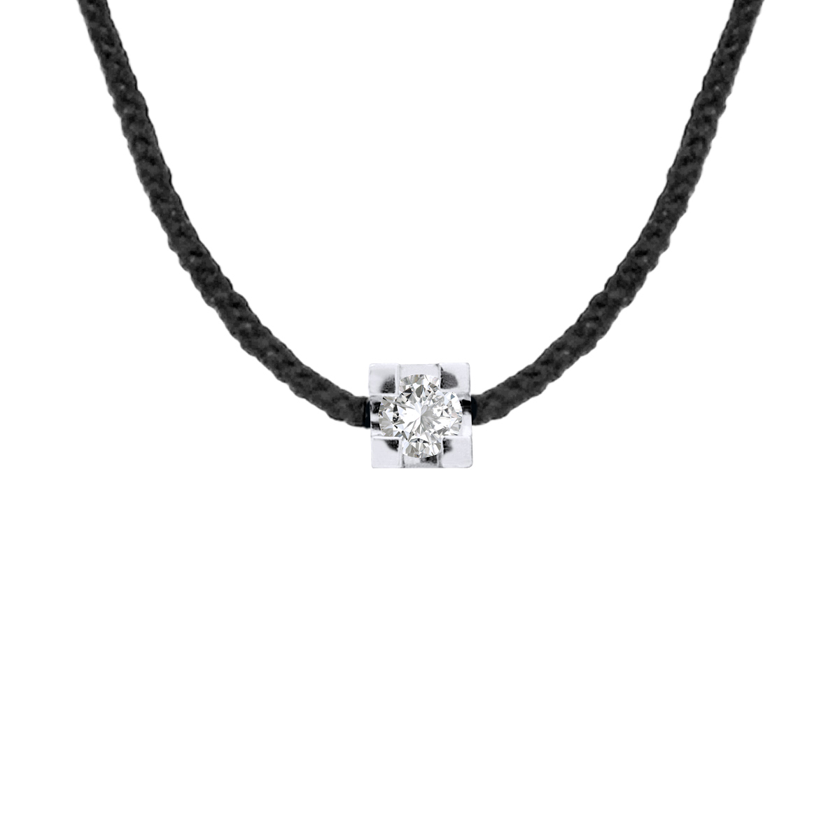 Diadema Womens - Necklace - Black Nylon - Real Diamond - White - One Size | Diadema Sale | Discount Designer Brands