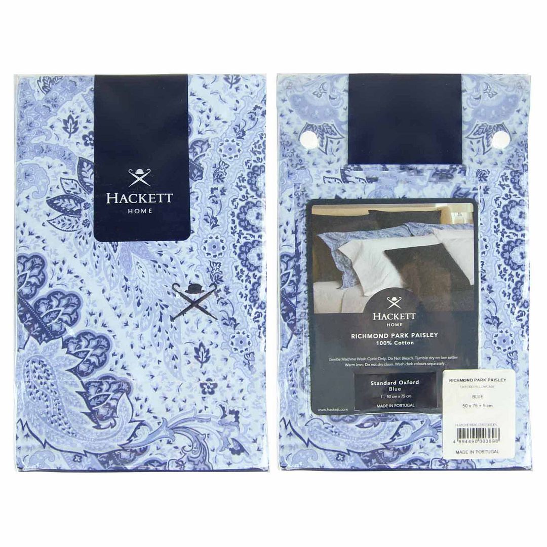 Hackett London Womens Home Richmond Park Paisley Blue Oxford Pillowcase H Richpark Oxfordpl - Navy Cotton - Size 50 cm x 70 cm