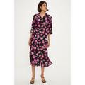 Oasis Womens Floral Print Belted Midi Shirt Dress Viscose - Size 8 UK | Oasis Sale | Discount Designer Brands