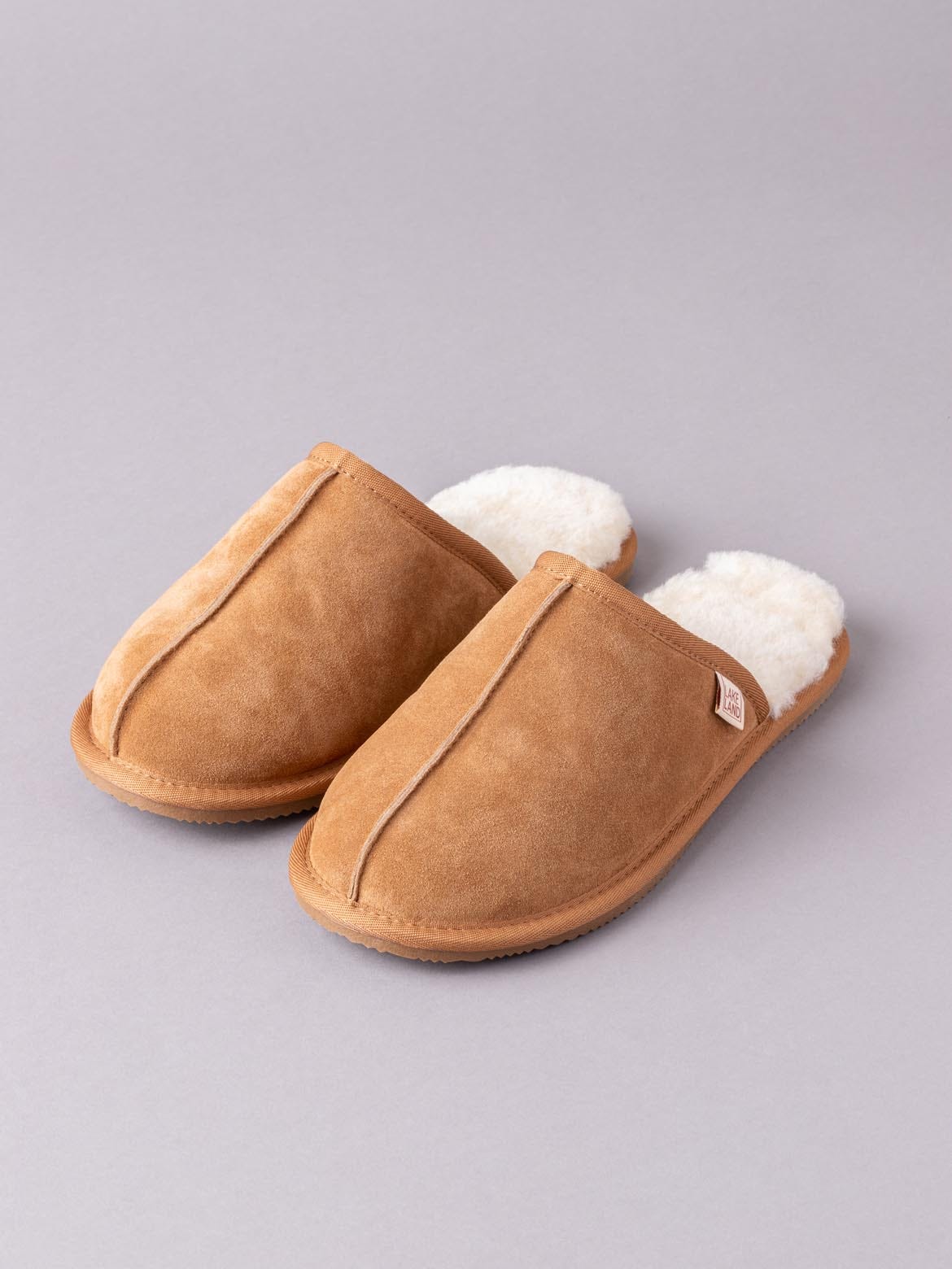 Lakeland Leather Mens Sheepskin Sliders in Tan - Size UK 12 | Lakeland Leather Sale | Discount Designer Brands