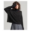 Superdry Womens Vintage Essential Mock Neck Jumper - Black Alpaca Wool - Size 16 UK | Superdry Sale | Discount Designer Brands