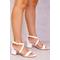 Where's That From Womens 'Amber' Strappy Mid High Block Heels Peep Toe - White - Size UK 7 | Where's That From Sale | Discount Designer Brands