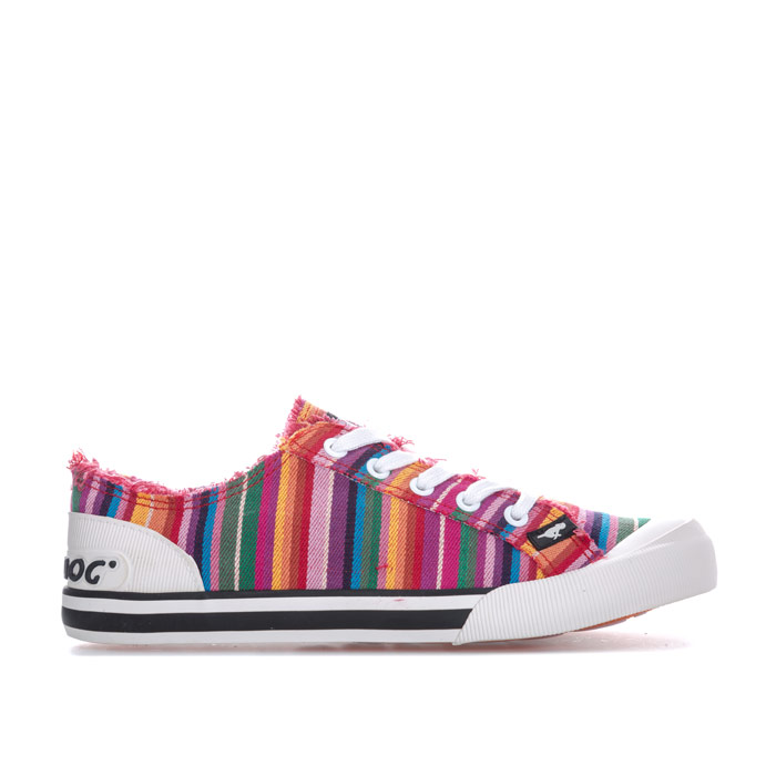 Rocket Dog Womens Jazzin Eden Stripe Pumps in Red Textile - Size UK 3 | Rocket Dog Sale | Discount Designer Brands