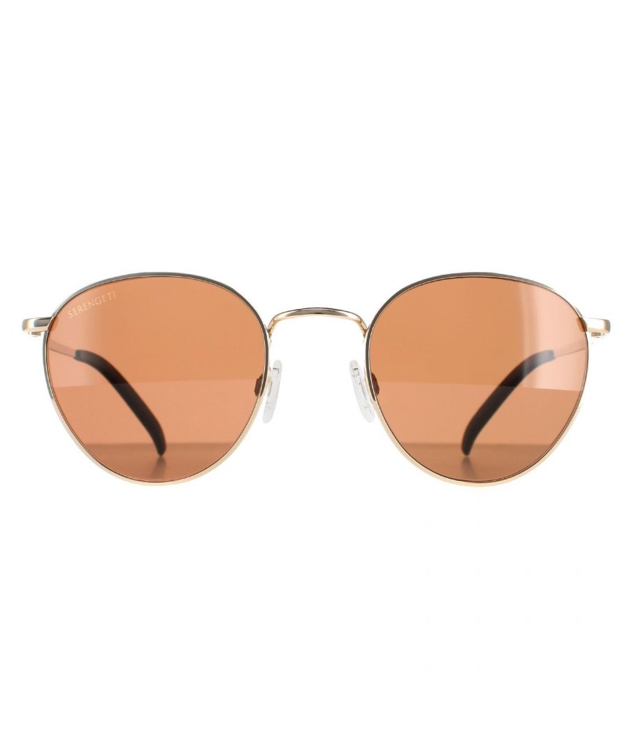 Serengeti Round Unisex Shiny Rose Gold Mineral Polarized Drivers Hamel Metal - One Size | Serengeti Sale | Discount Designer Brands
