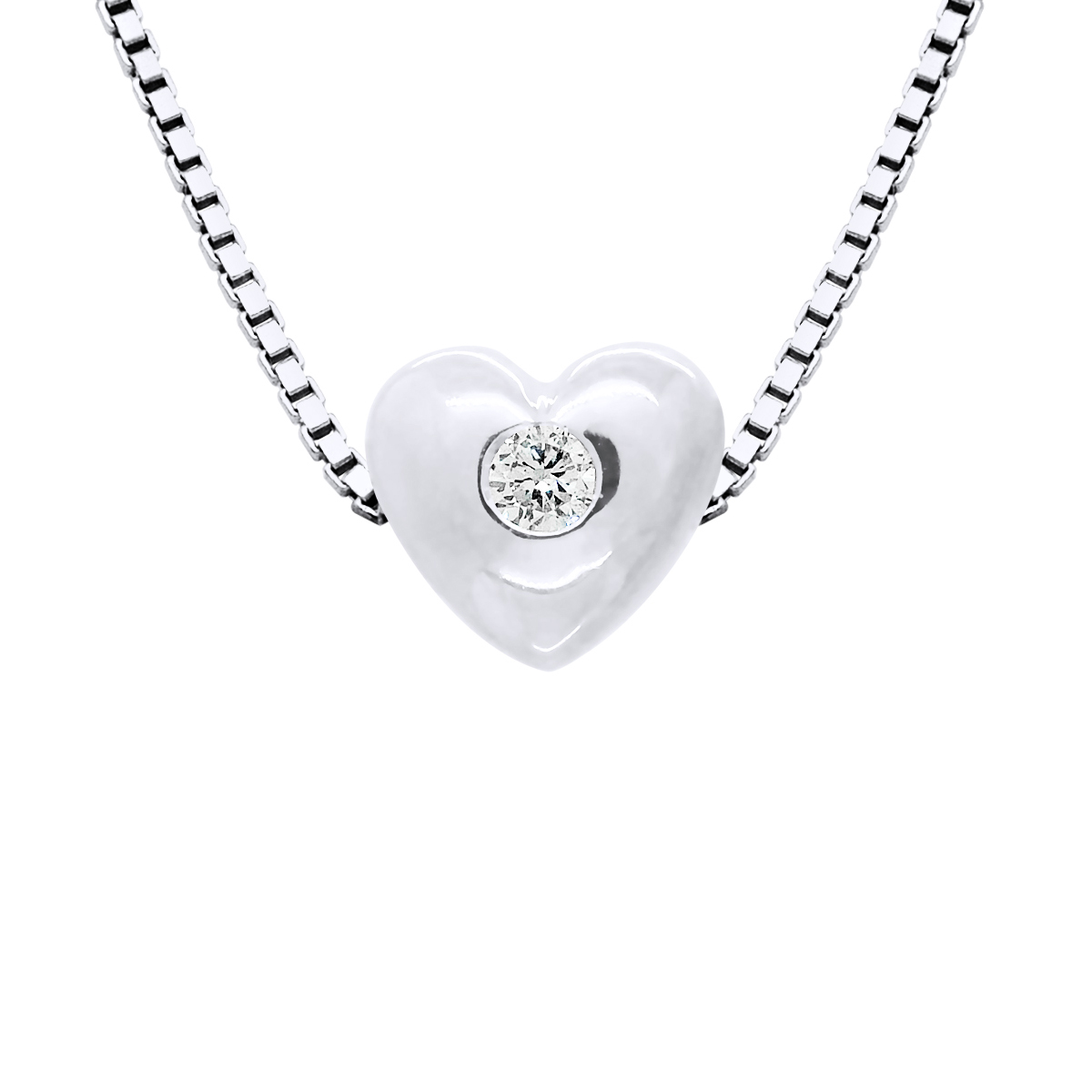 Diadema Womens - Necklace - Heart - Real Diamond - White Silver - One Size | Diadema Sale | Discount Designer Brands