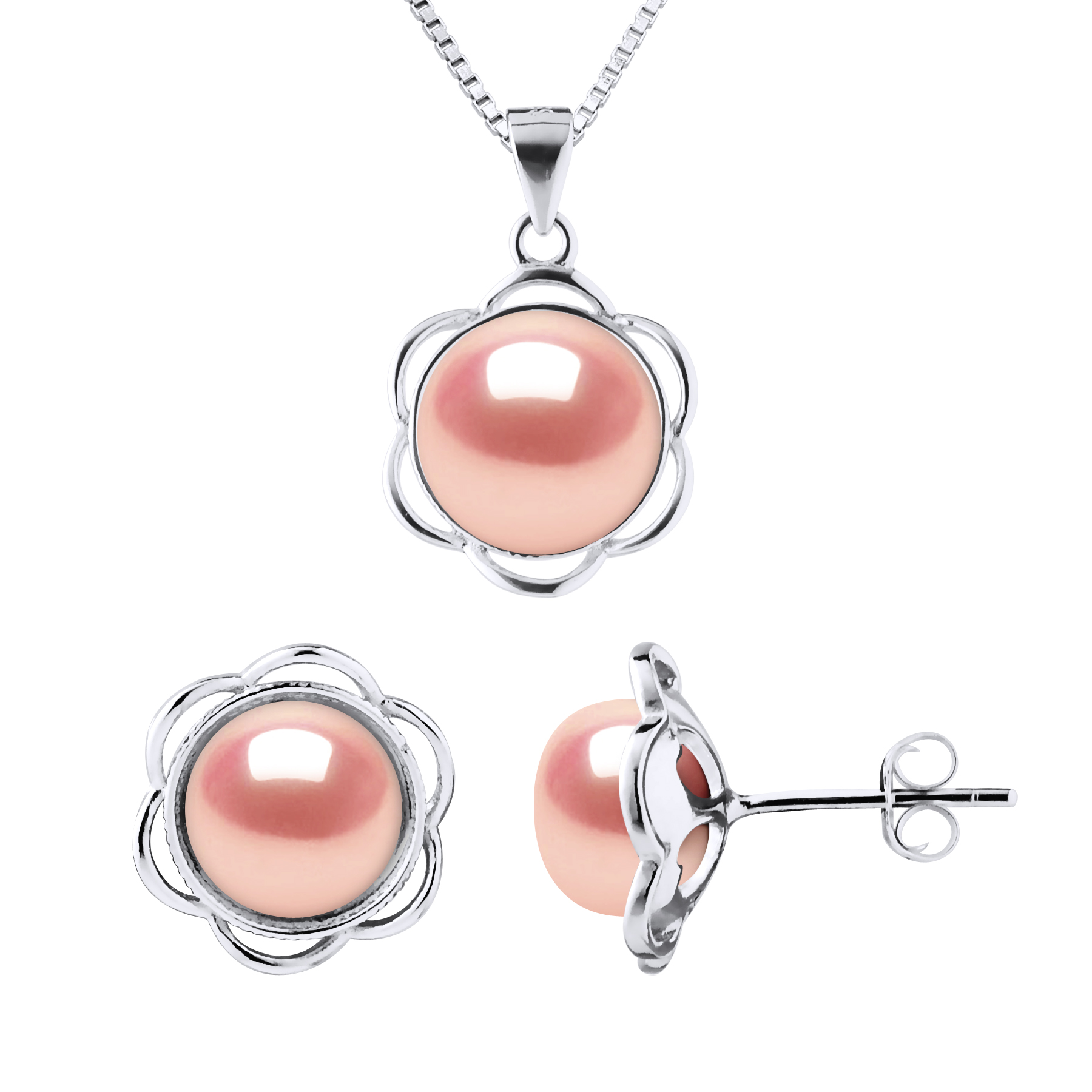 Diadema Womens Adornment Necklace & Earrings Petal Freshwater Pearl 8-9mm Natural Pink 925 Silver - One Size | Diadema Sale | Discount Designer Brands