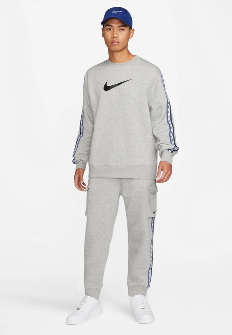 Nike Mens Fleece Sportswear Crew Neck Tracksuit in Grey Cotton - Size Large | Nike Sale | Discount Designer Brands