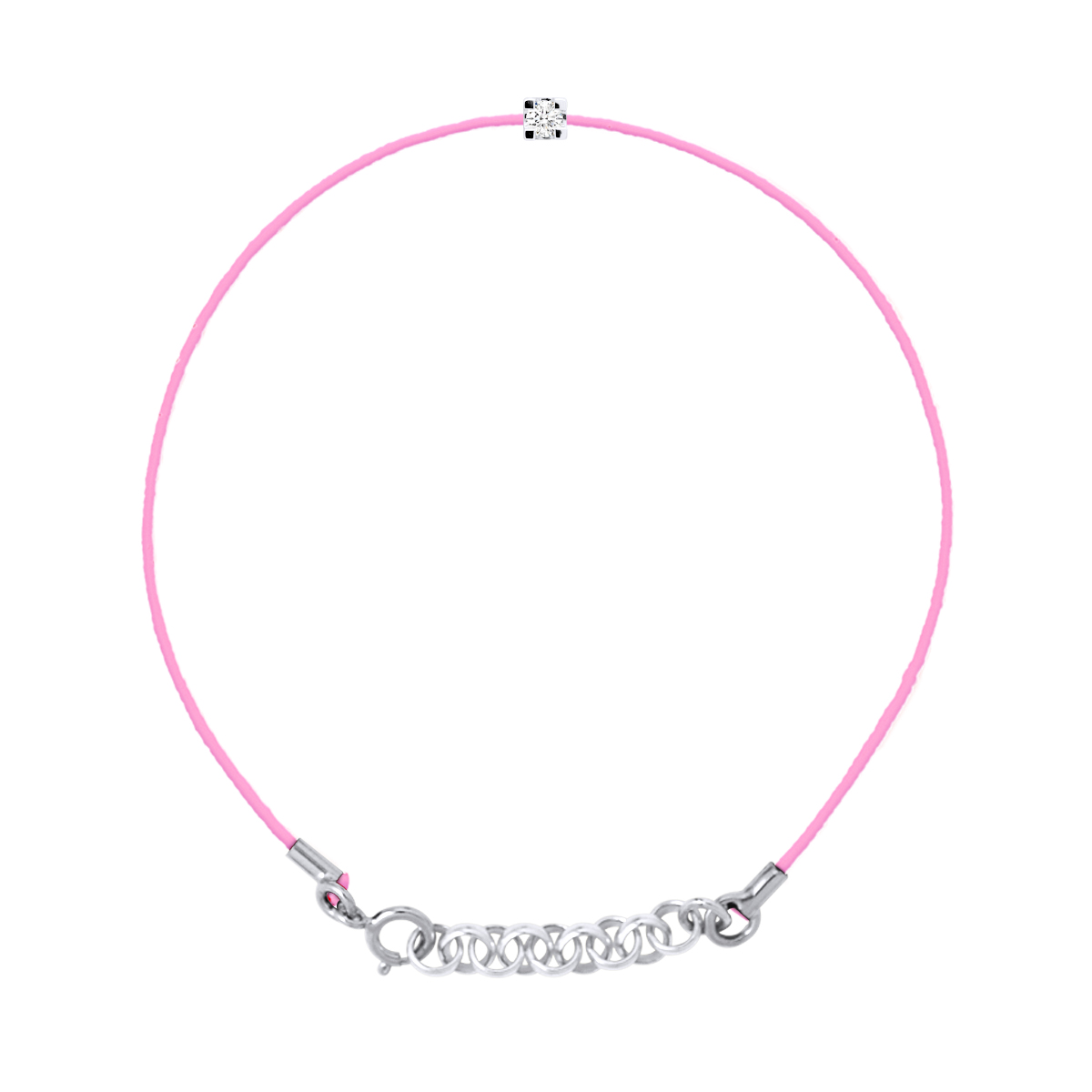 Diadema Womens - Bracelet - Pink Nylon - Real Diamond - White - One Size | Diadema Sale | Discount Designer Brands