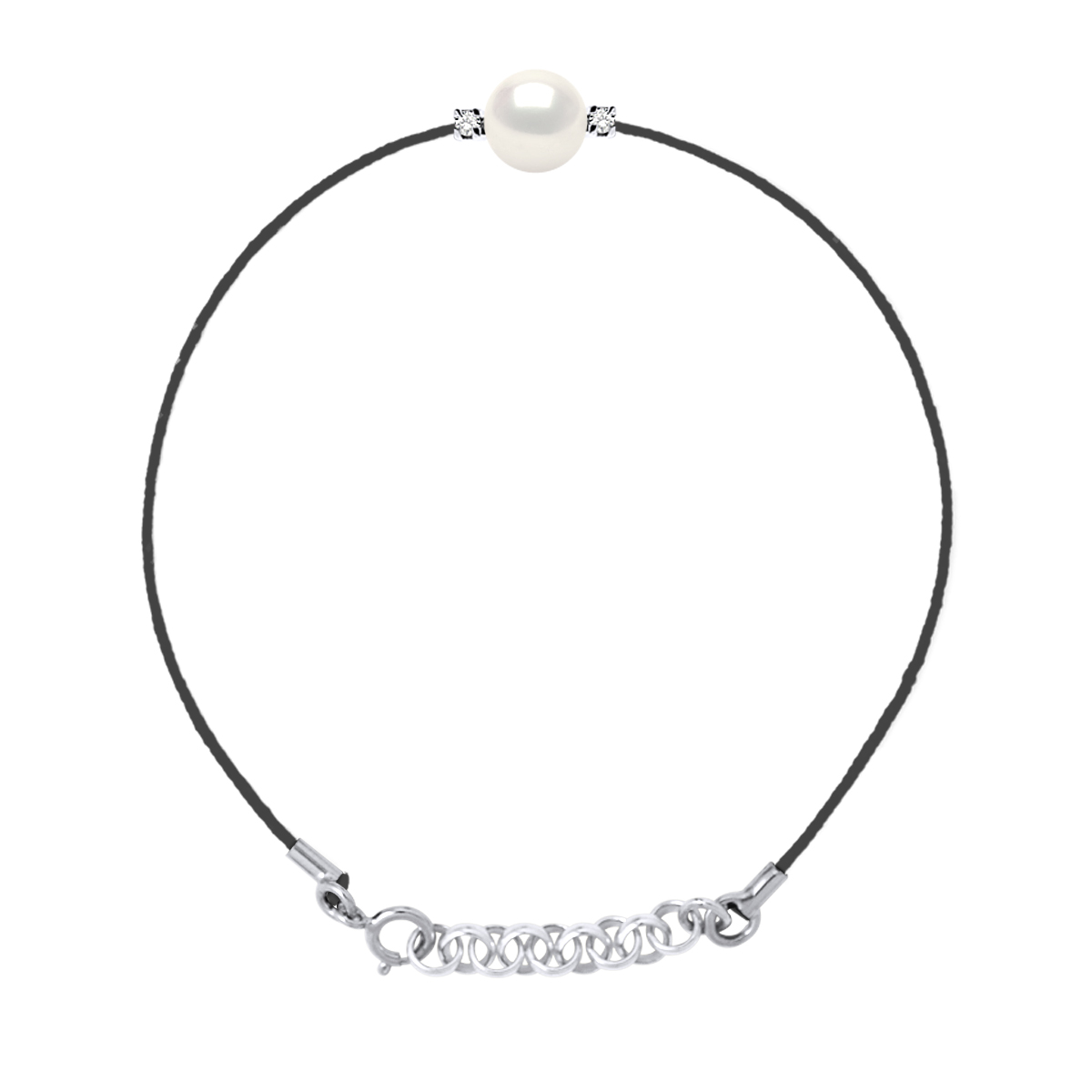 Diadema Womens - Bracelet - Black Nylon - White Freshwater Pearl - Diamonds - One Size | Diadema Sale | Discount Designer Brands