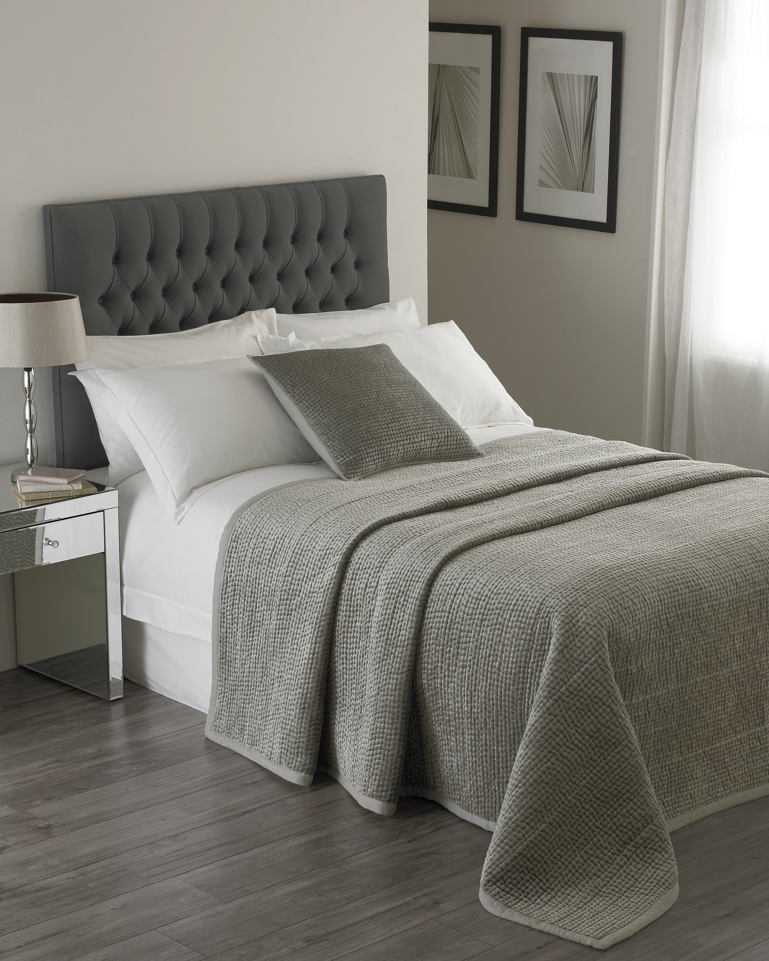 Paoletti Brooklands Bedspread Silver Cotton - Size 240 cm x 250 cm | Paoletti Sale | Discount Designer Brands