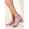 Where's That From Womens 'Amber' Strappy Mid High Block Heels Peep Toe - Lilac - Size UK 3 | Where's That From Sale | Discount Designer Brands