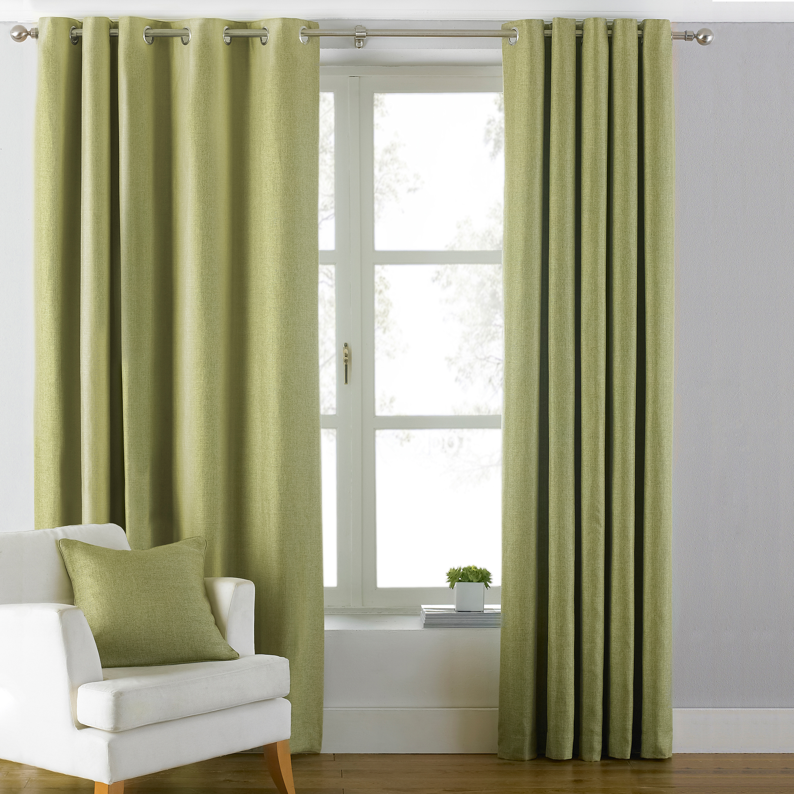 Paoletti Atlantic Eyelet Curtains - Green - Size 229 cm x 229 cm | Paoletti Sale | Discount Designer Brands