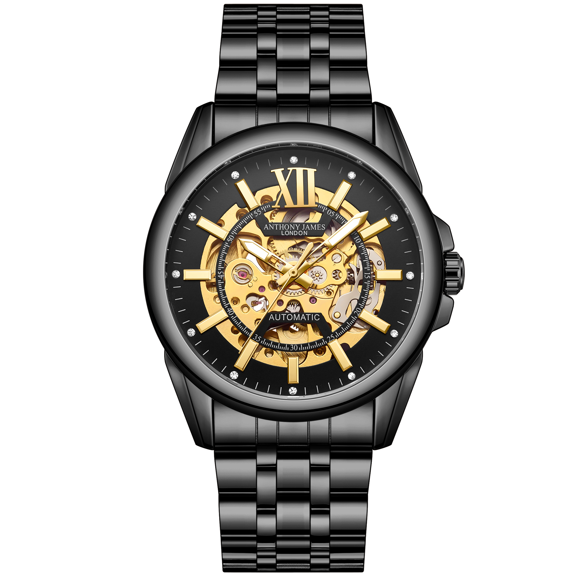 Anthony James Mens Hand Assembled Limited Edition Mystique Automatic Black Watch - One Size | Anthony James Sale | Discount Designer Brands