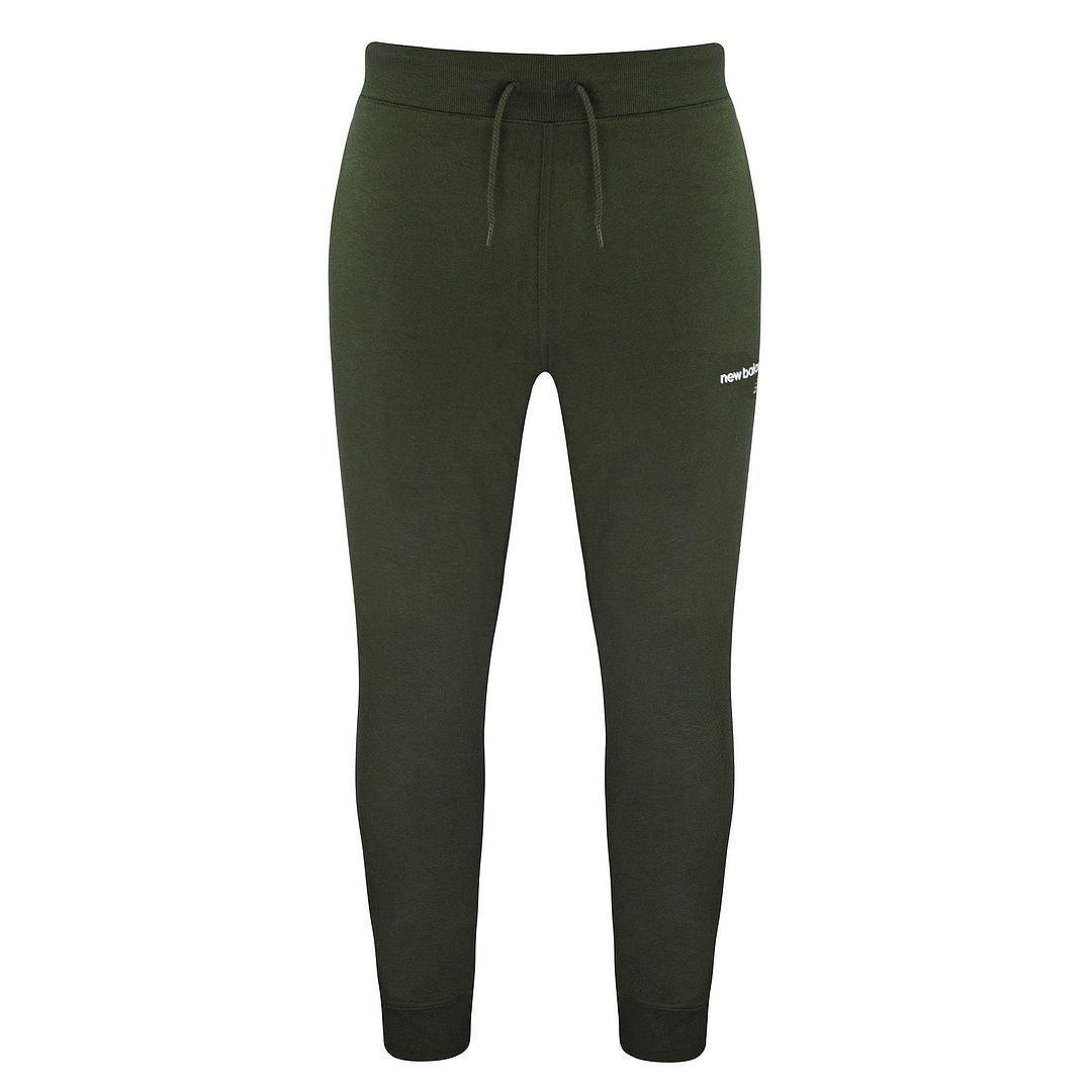 New Balance Stretch Graphic Logo Green Mens Classic Core Track Pants MP03901 ARG - Dark Green Cotton - Size 2XL