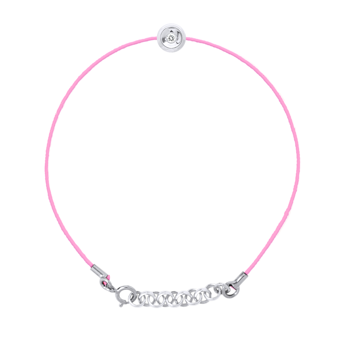 Diadema Womens - Bracelet - Pink Nylon - Real Diamond - White - One Size | Diadema Sale | Discount Designer Brands