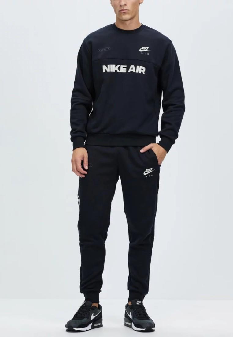 Nike Air Mens Crewneck Brushed Back Fleece Tracksuit - Black Cotton - Size Large | Nike Sale | Discount Designer Brands