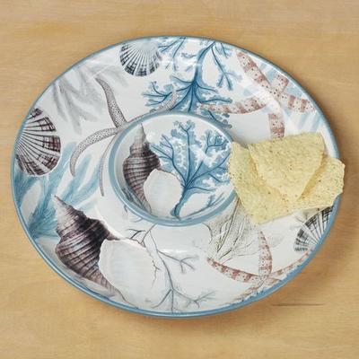 Beyond the Shore Chip and Dip Server Tray Multi Earth , Multi Earth