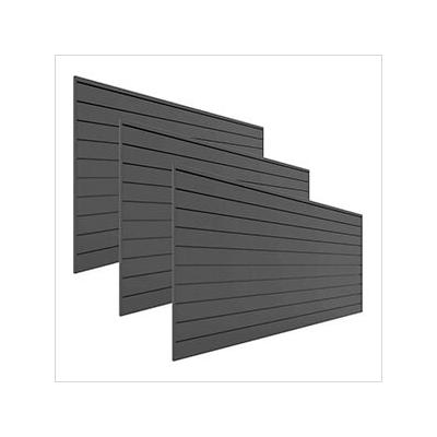 Proslat 8' x 4' PVC Wall Panels and Trims (3-Pack Charcoal)