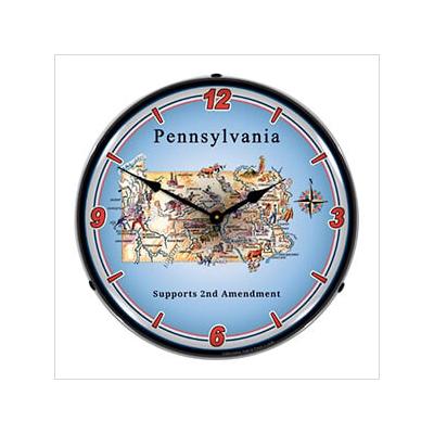 Collectable Sign and Clock Pennsylvania Supports the 2nd Amendment Backlit Wall Clock