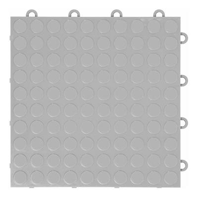 GearTile Coin Pattern 12" x 12" Silver Garage Floor Tile (24 Pack)